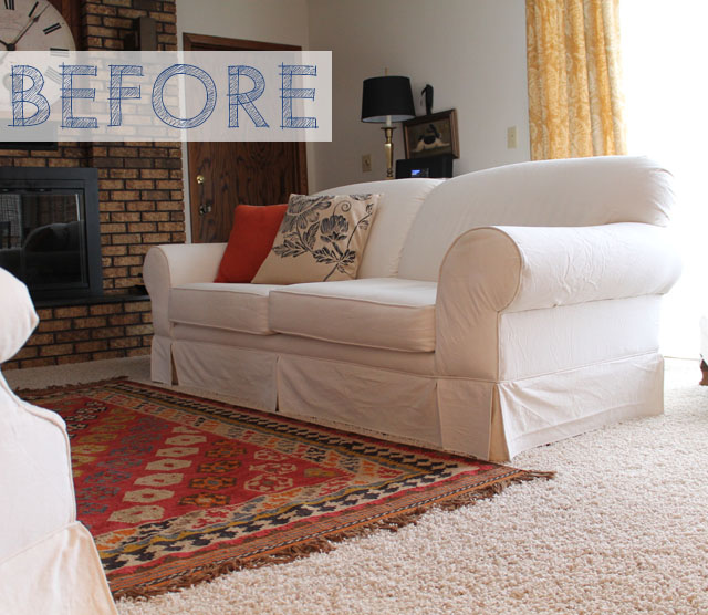 sofa skirt before and after