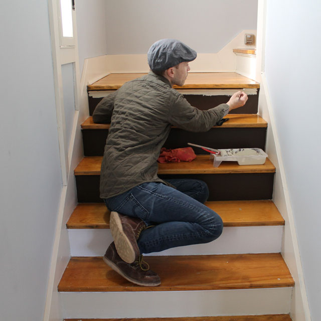 painting stair risers white