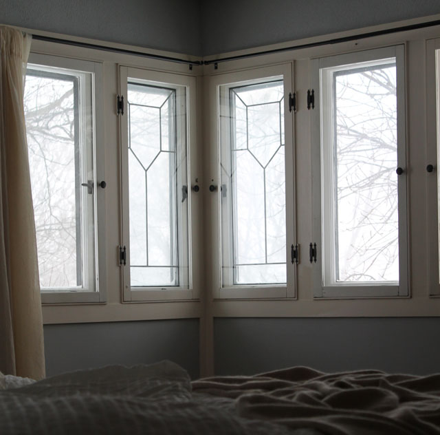 corner lead glass windows in our American System-Built home