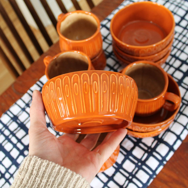 handcrafted dishware from the 1970's