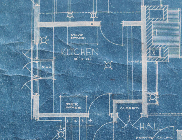 American System Built home blueprint - kitchen floor plan