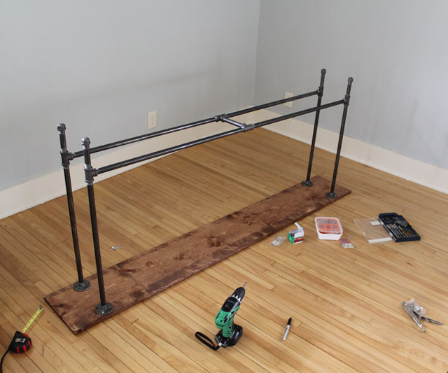 the DIY console table comes together