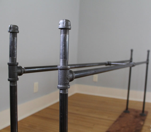 detail of the base on the DIY console table on Mr. and Mr. Blandings