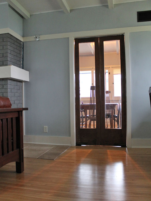 the original dining room doors are re-installed at the Delbert Meier House