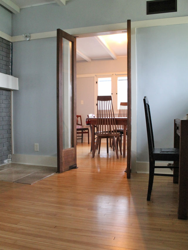 open dining room doors in the Delbert W. Meier house