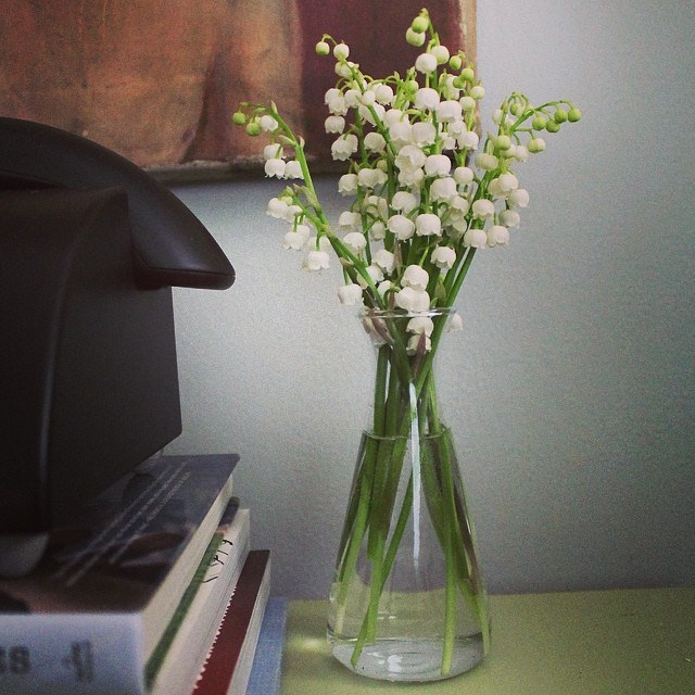 Lily of the Valley flowers in a bud vase make for a wonderful bedside treat