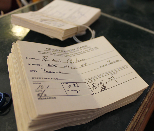 Vintage registration cards at Turkey River Mall | This American House