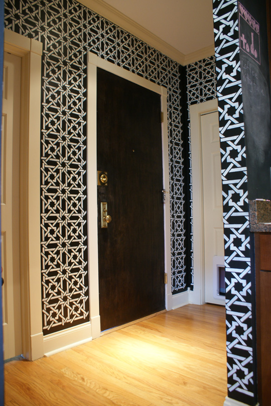 Black and White Stenciled Entryway