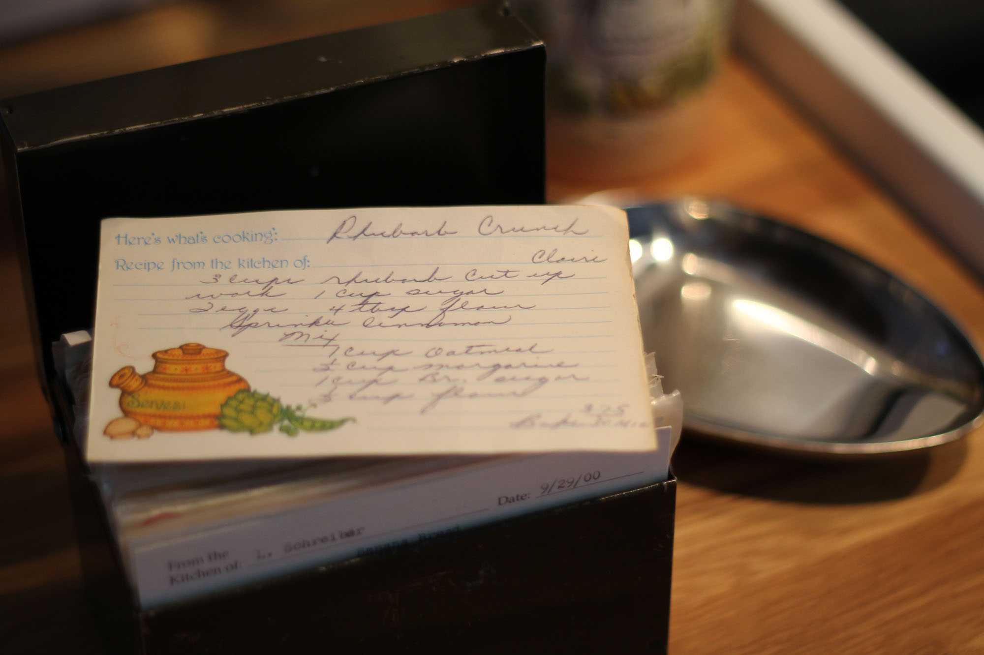 My Mother-in-Law's Recipe Box and Rhubarb Crunch Recipe
